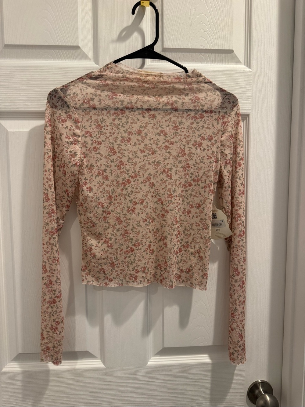 Altar'd State Sheer Floral Long Sleeve Top - Pink Cream